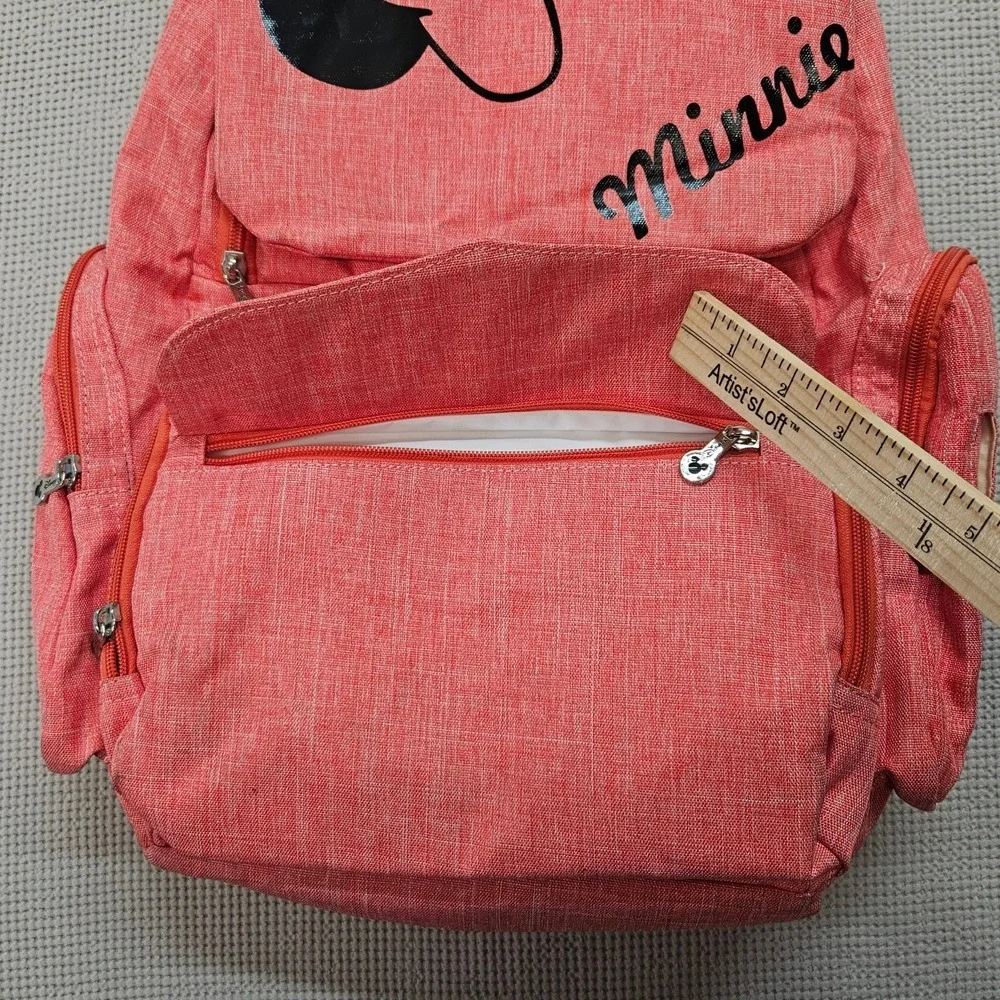Disney Minnie Mouse Backpack Coral Pink Diaper Bag‎ Travel Organizer Insulated